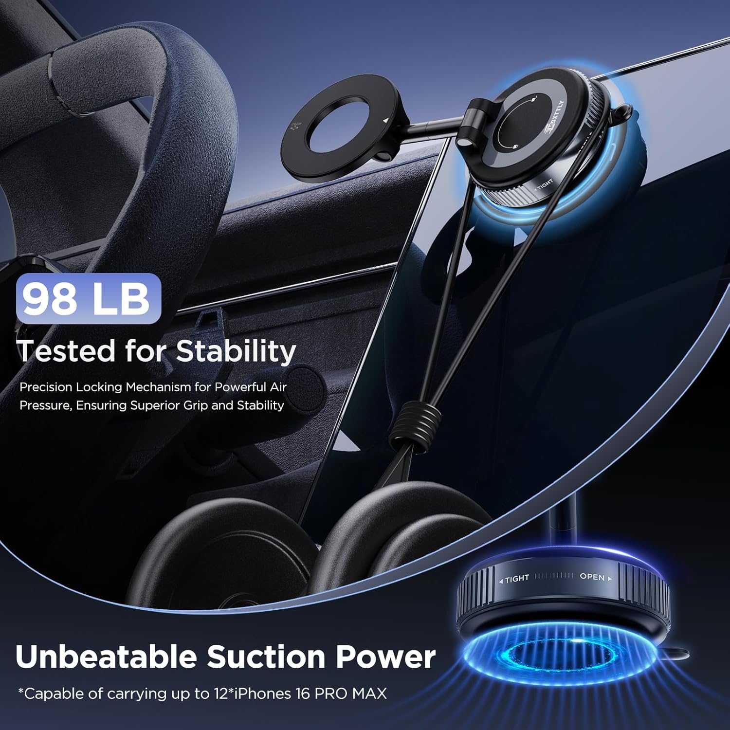 Vacuum Magnetic Phone Holders for Your Car 2026 Suction Cup Phone Mount with Washable Nano Gel Pads 360° Adjustable Phone Mount,Travel Gifts, Car Phone Holder for Smartphone Car/Gym/Mirror