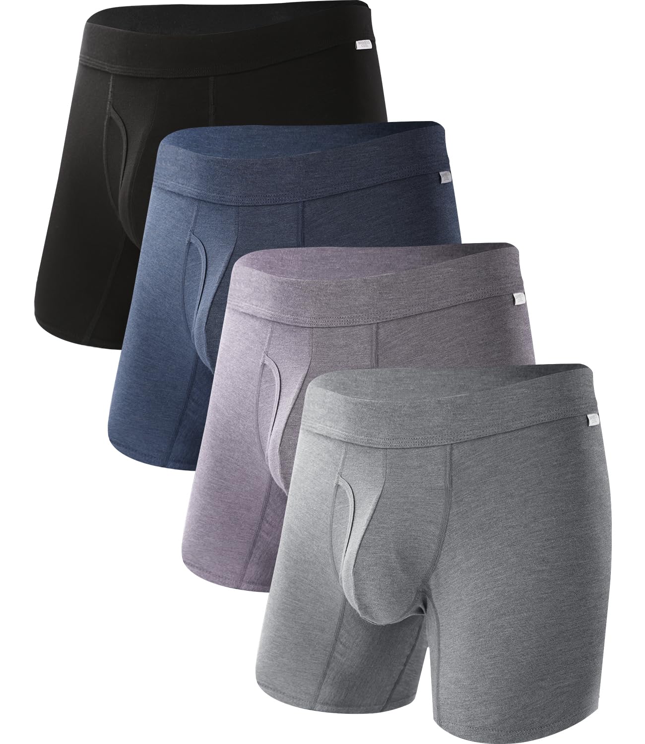 BAMBOO COOL Men's Ultra ComfortSoft Underwear, Moisture Wicking & Breathable No Ride Up Boxer Briefs with Fly, Multipack-23