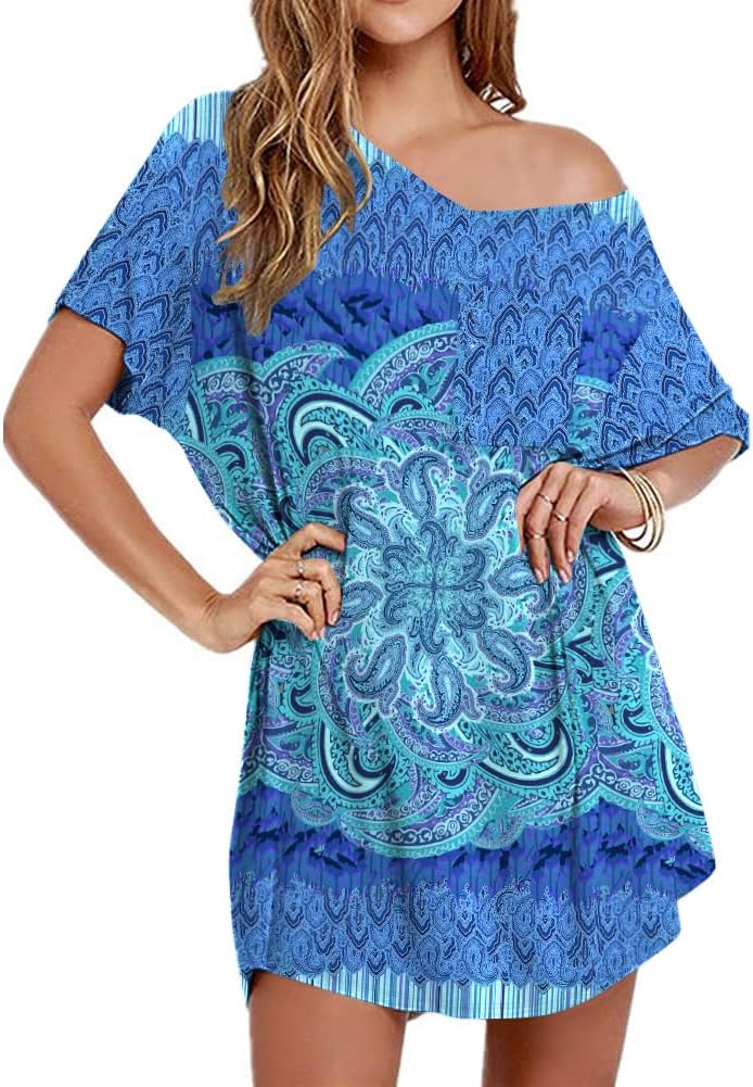 Ekouaer Womens Tshirt Nightgown Cotton V Neck Sleepshirts Comfy Casual Nightshirt for Women-5