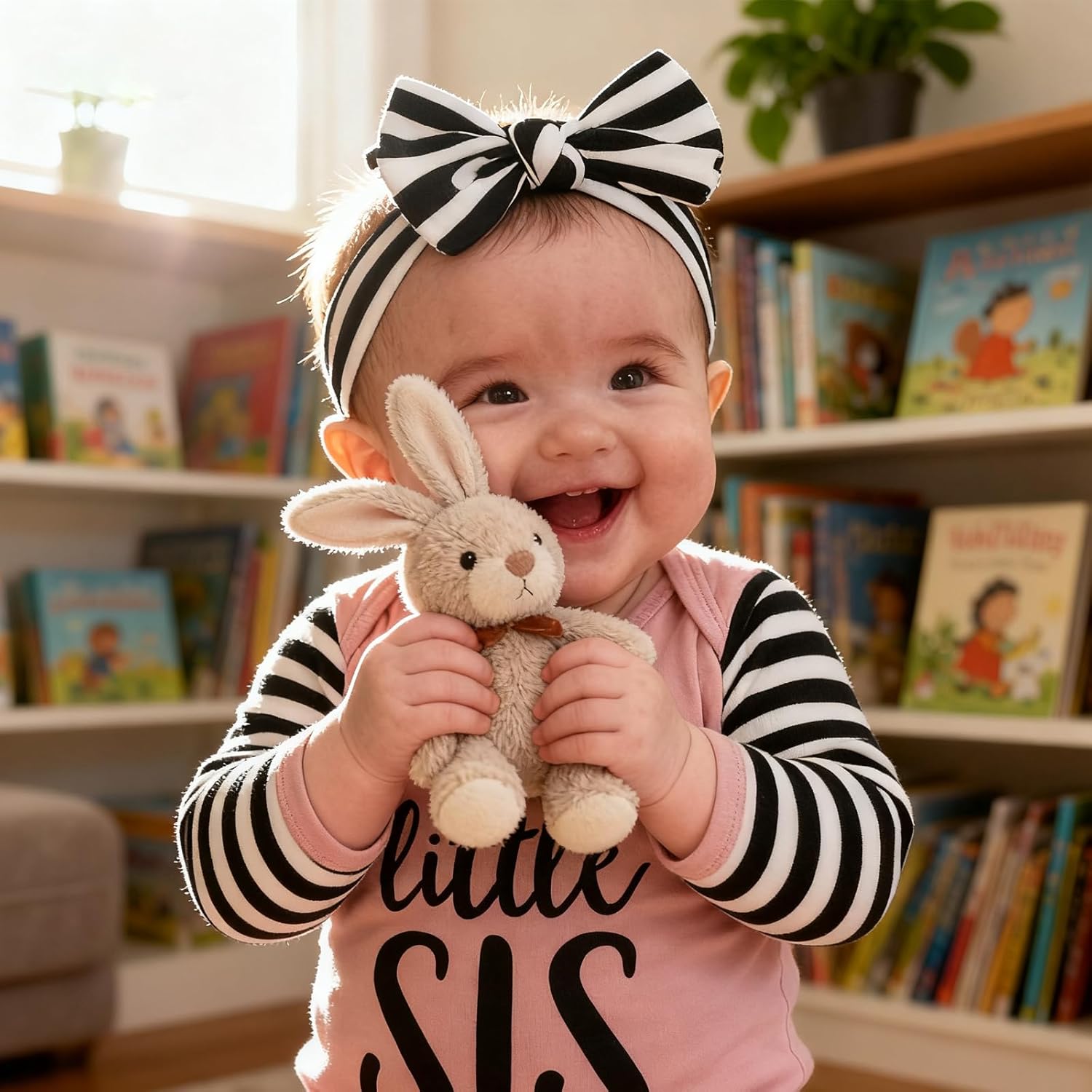 AMAWMW Newborn Baby Girl Little Sister Sleeper Gown Stripe Long Sleeve Nightgown Pajamas Gifts Stuff Essential Outfit