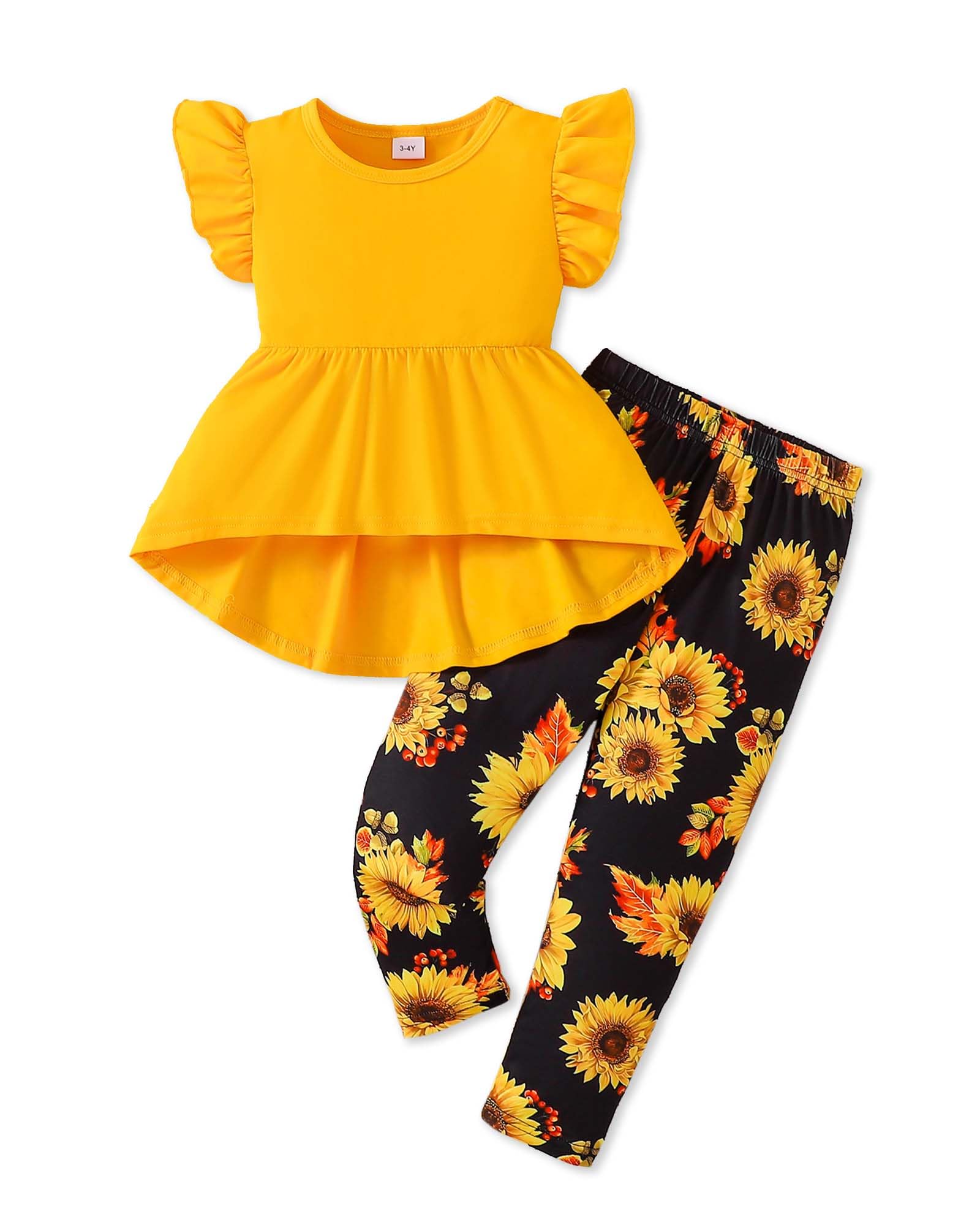 Doresbebe Toddler Girl Clothes Kid Fall Outfit Ruffle Sleeve Shirt Top Floral Pants Winter Clothing Set