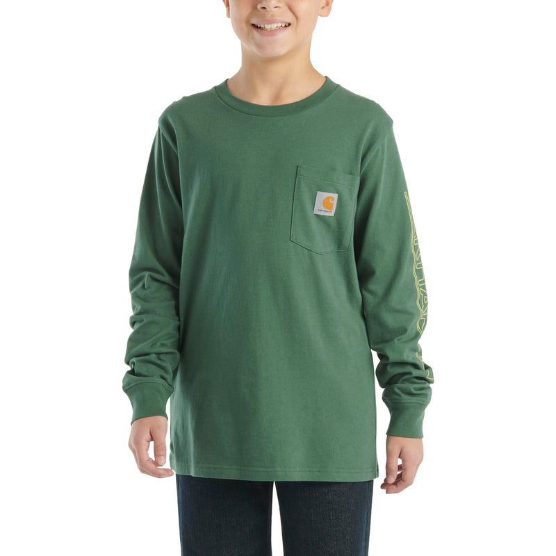 Carhartt Boys' Long-Sleeve Logo Sleeve Pocket T-Shirt