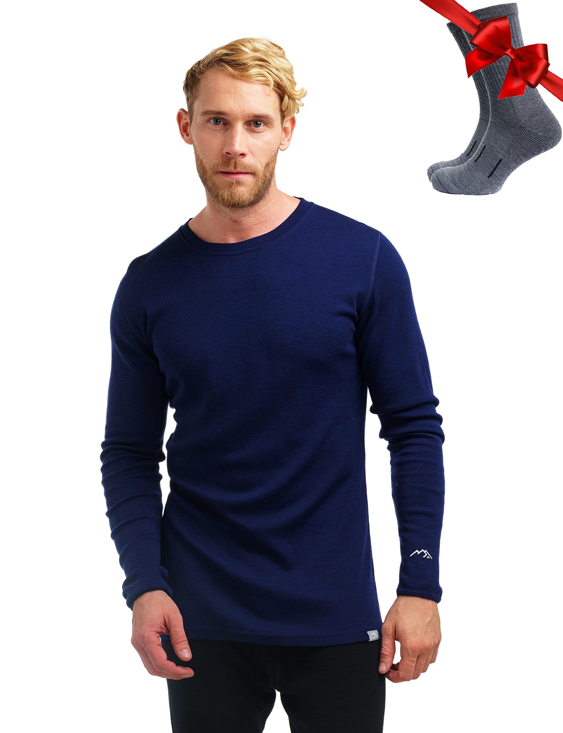 Merino.tech Merino Wool Base Layer - Mens 100% Merino Wool Long Sleeve Thermal Shirts Heavyweight, Midweight, Lite with Socks-83