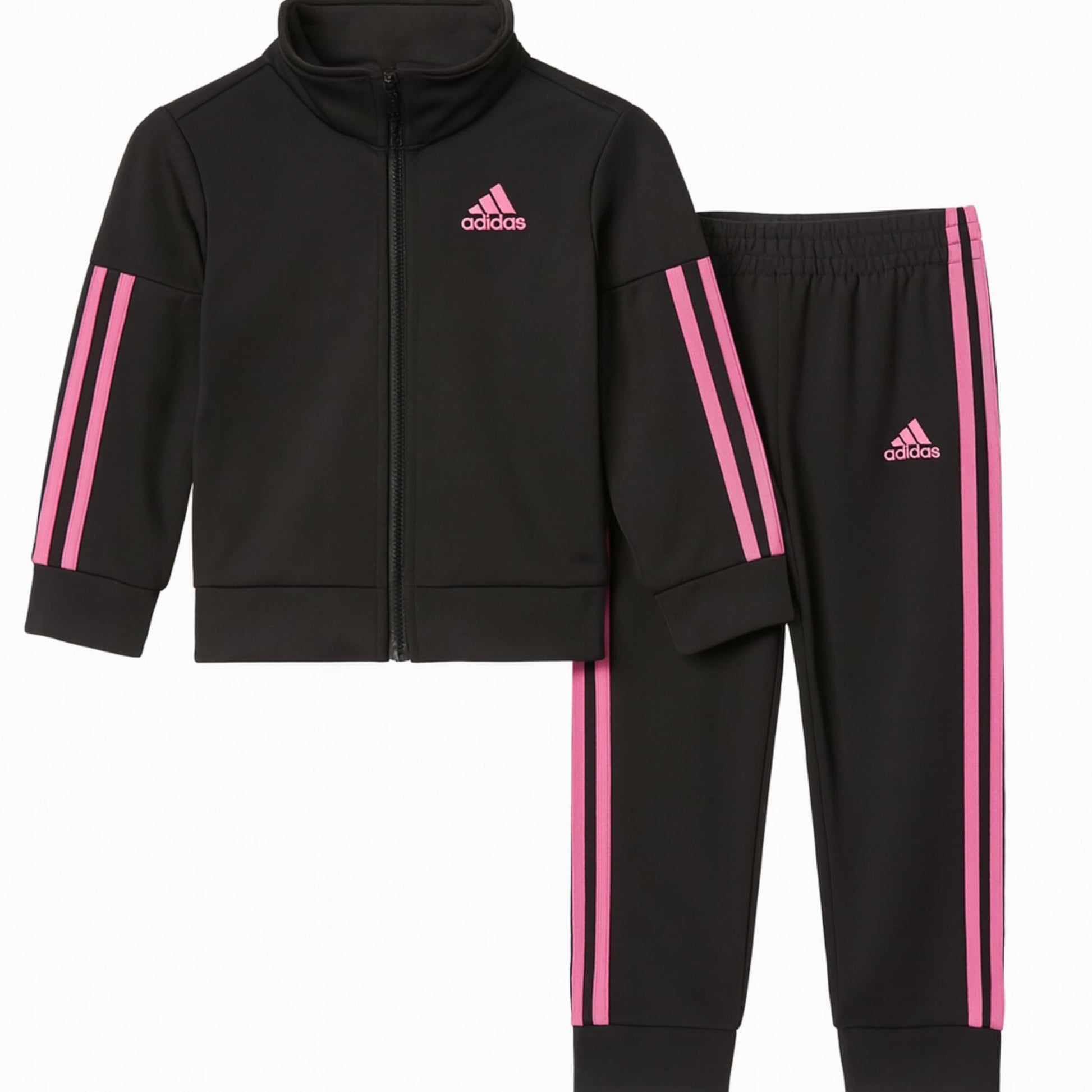adidas Little Girl's Zip Front Classic Tricot Jacket and Joggers Set