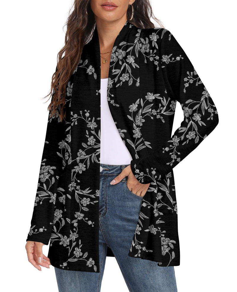 Womens Long Sleeve Lightweight Cardigan Open Front Casual Draped Cardigans with Pockets-47