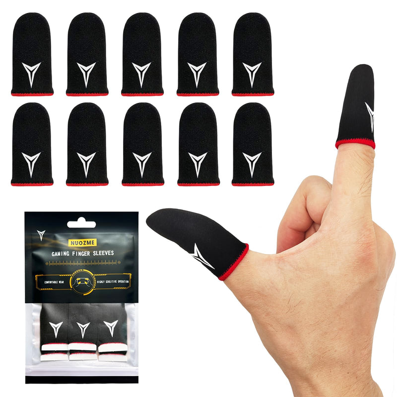 6 Pack Mobile Phone Gaming Finger Sleeves, Nuozme Finger Sleeves Compatible with All Touchscreen Devices, 0.15mm Superconducting Nanofibers, Smooth Feel, Anti-Sweat, Extremely Thin, Red Edge