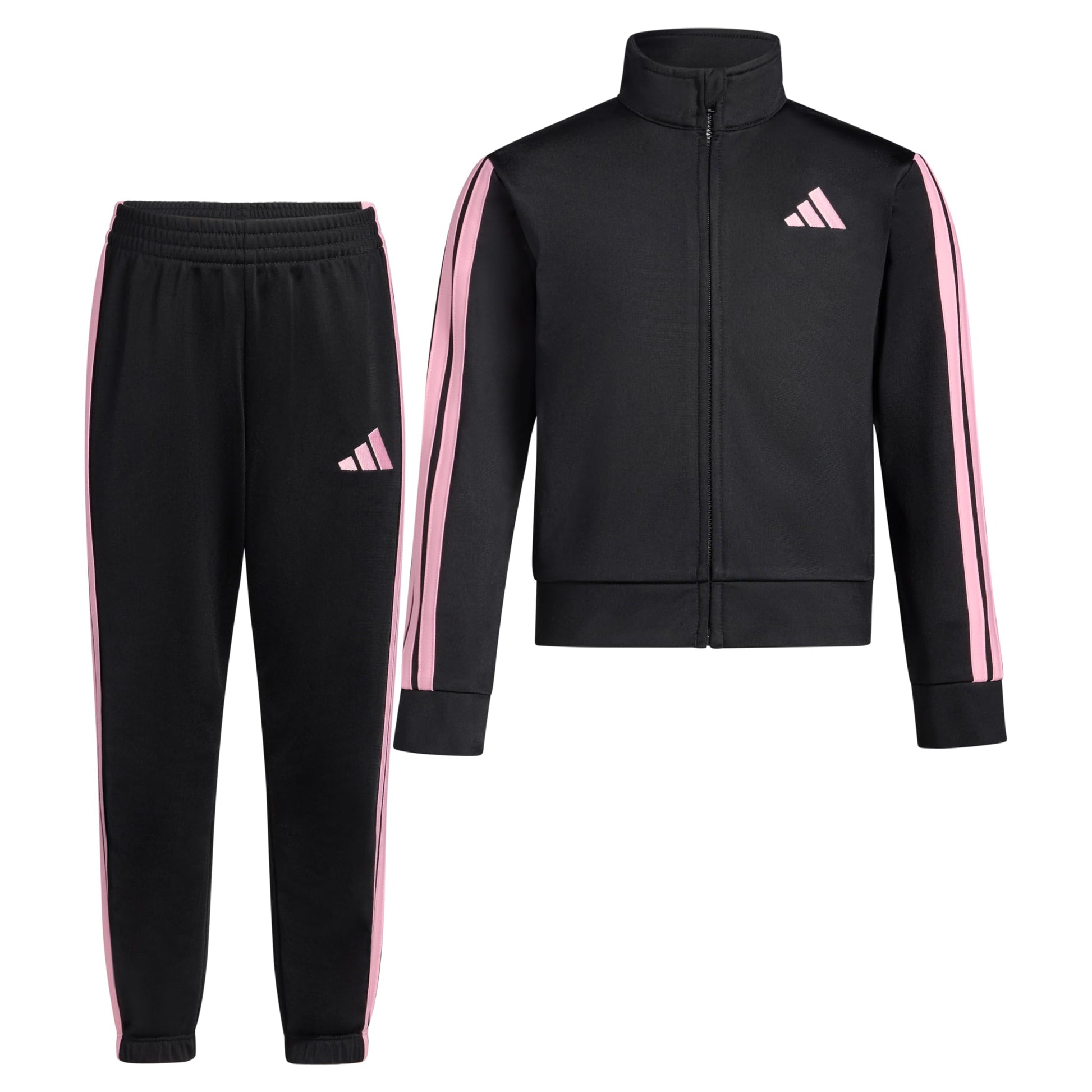 adidas Little Girl's Zip Front Classic Tricot Jacket and Joggers Set-21