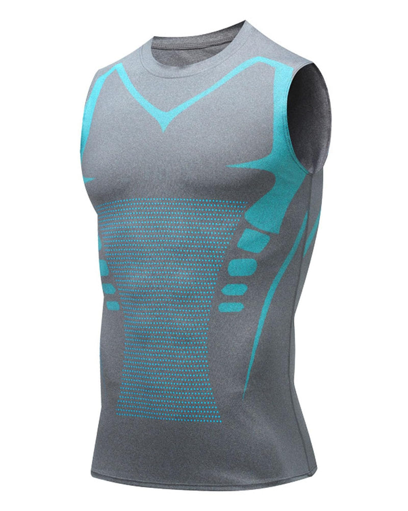 Compression Shirt Men Slimming Body Shaper Vest Crewneck Workout Shirts Tummy Control Undershirts-11