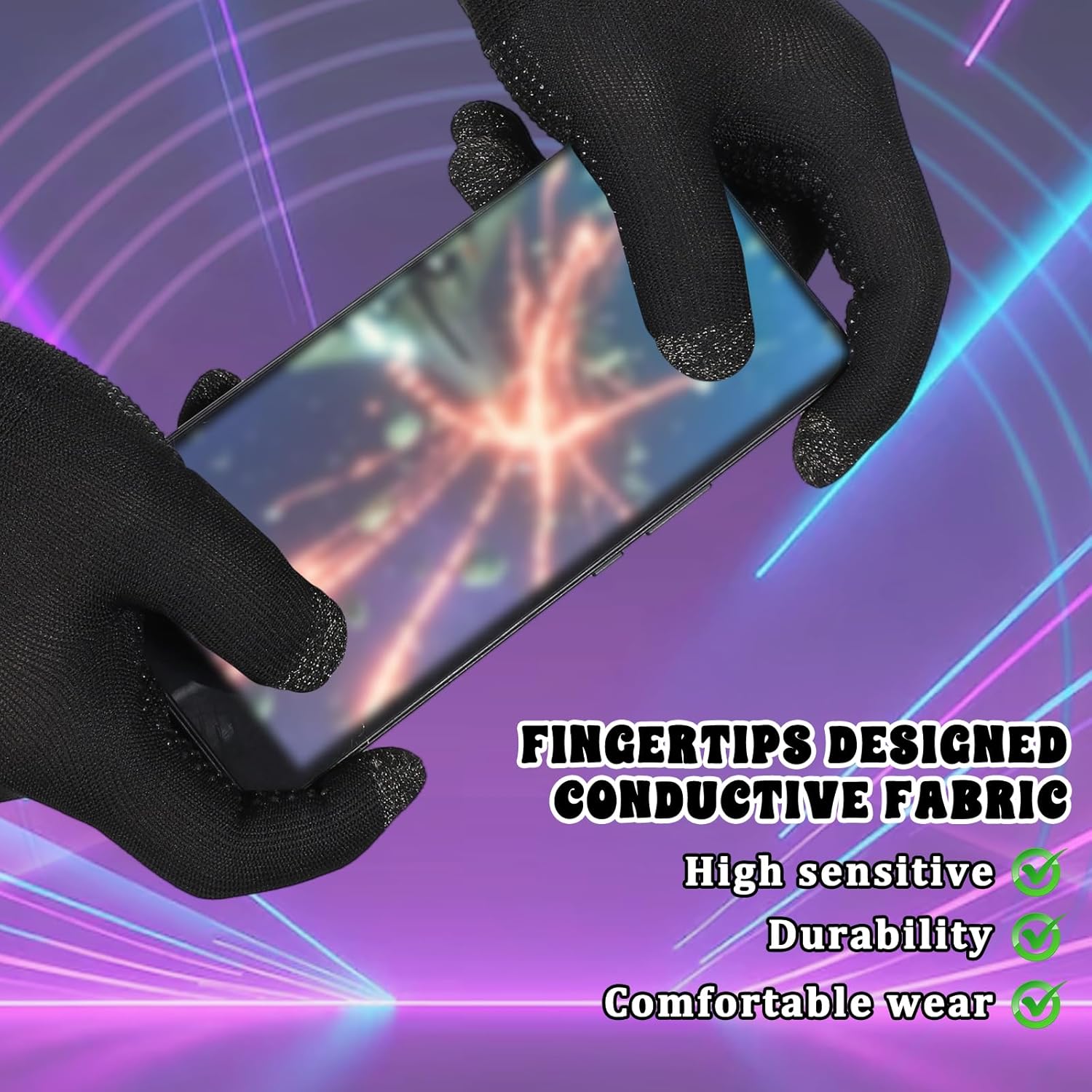 Anti-Sweat Breathable Mobile Finger Sleeve, Mobile Game Gloves, Ultra-Thin Mobile Gaming Gloves for Sweaty Hands, Cold Hands, High-Ranking Players Mobile Game Streamer