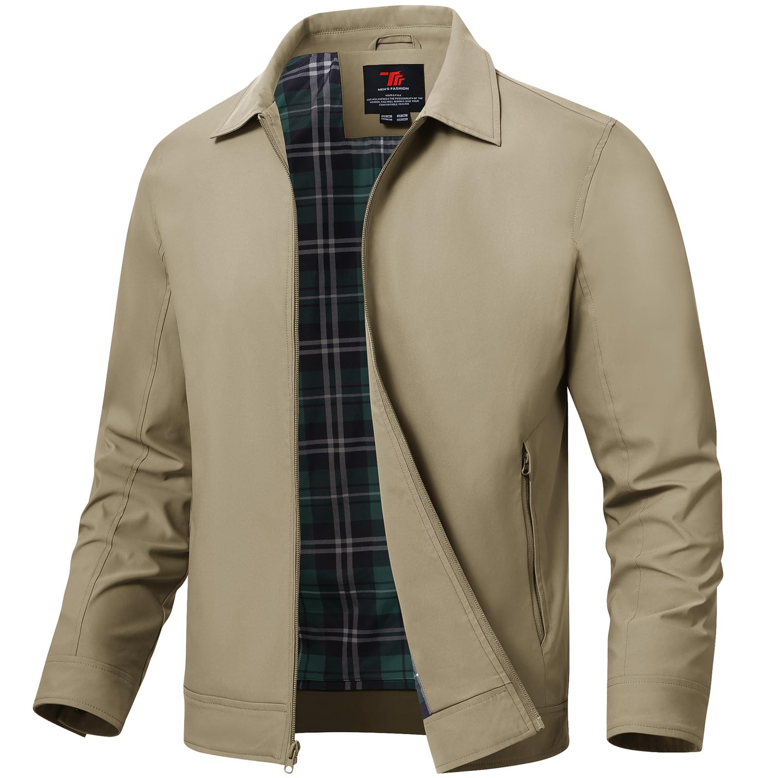 TBMPOY Mens Lightweight Jackets Light Windbreaker Full Zip Casual Work Jacket Golf Business Fall Track Coat with Pockets-66