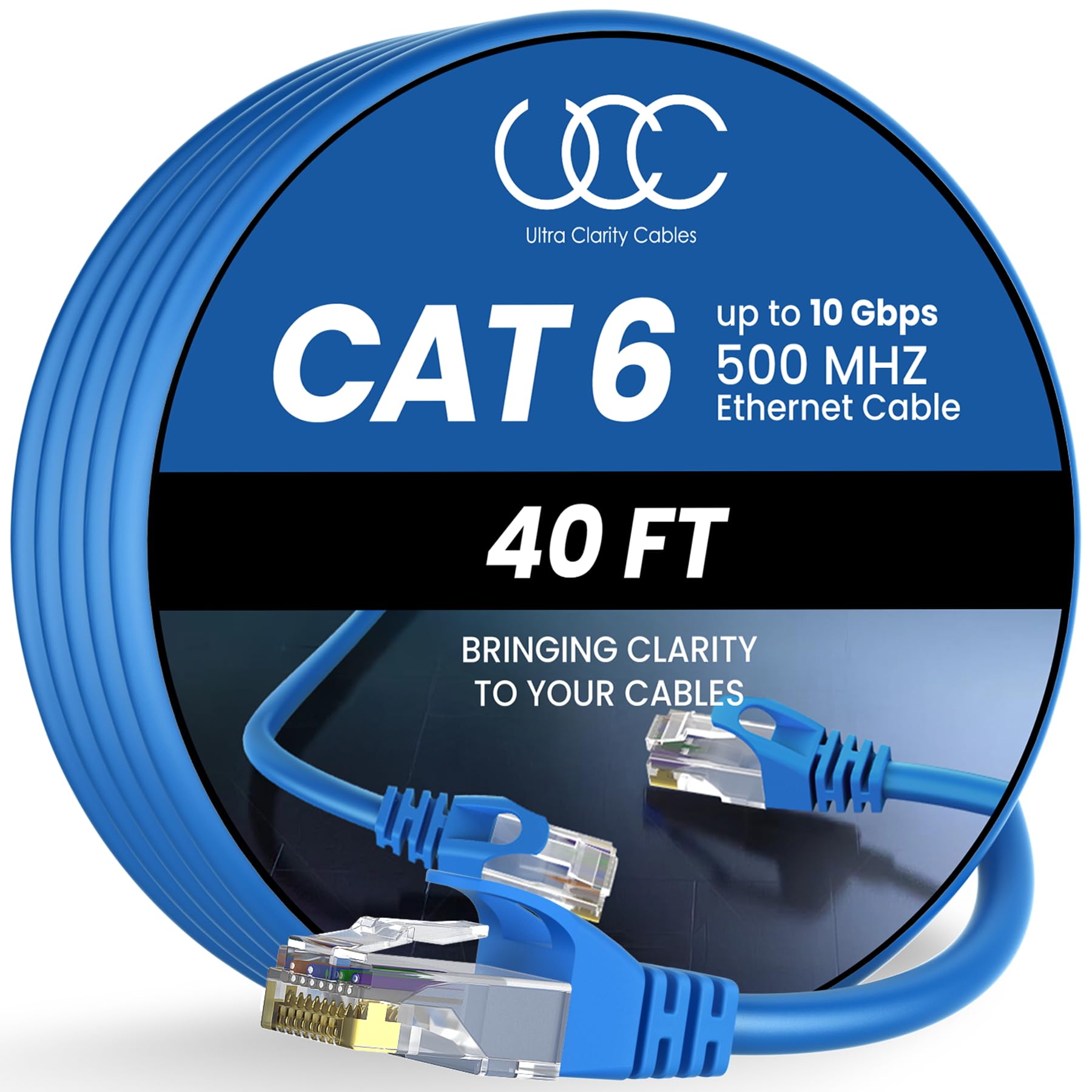 Ultra Clarity Cables Cat 6 Ethernet Cable 100 ft, Outdoor&Indoor 10Gbps Ethernet Cable, High Speed Cat6 Cable RJ45 LAN Internet Cable for Computer, Router, Modem, PS4/5, Xbox, Gaming - Black