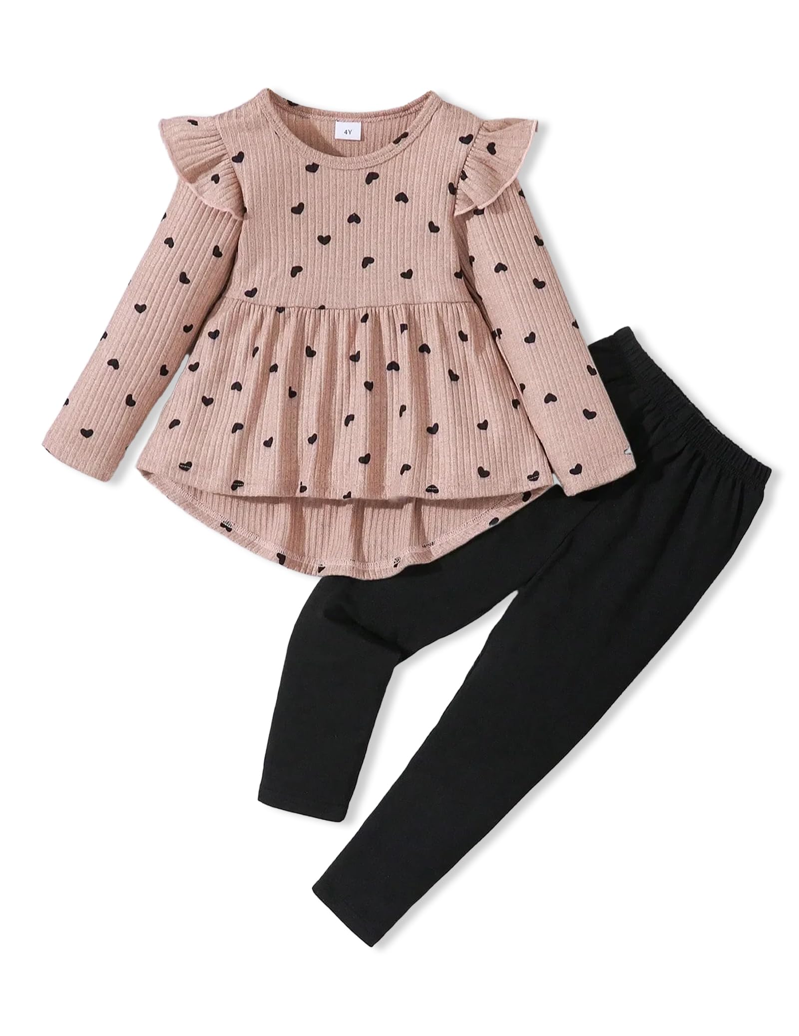 Doresbebe Toddler Girl Clothes Kid Fall Outfit Ruffle Sleeve Shirt Top Floral Pants Winter Clothing Set