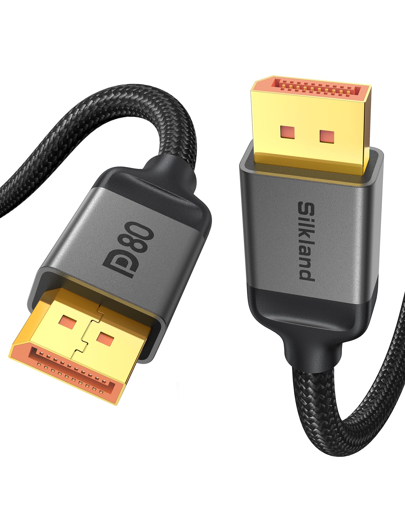 Silkland 80Gbps DisplayPort Cable 2.1 6.6FT/2M [VESA Certified], [8K@240Hz, 4K@540Hz 360Hz 240Hz] DP 2.1 Cable 16K, DP80 HDR DSC Display Port Cord Compatible FreeSync Gaming Monitor 5090 9070XT,S1334
