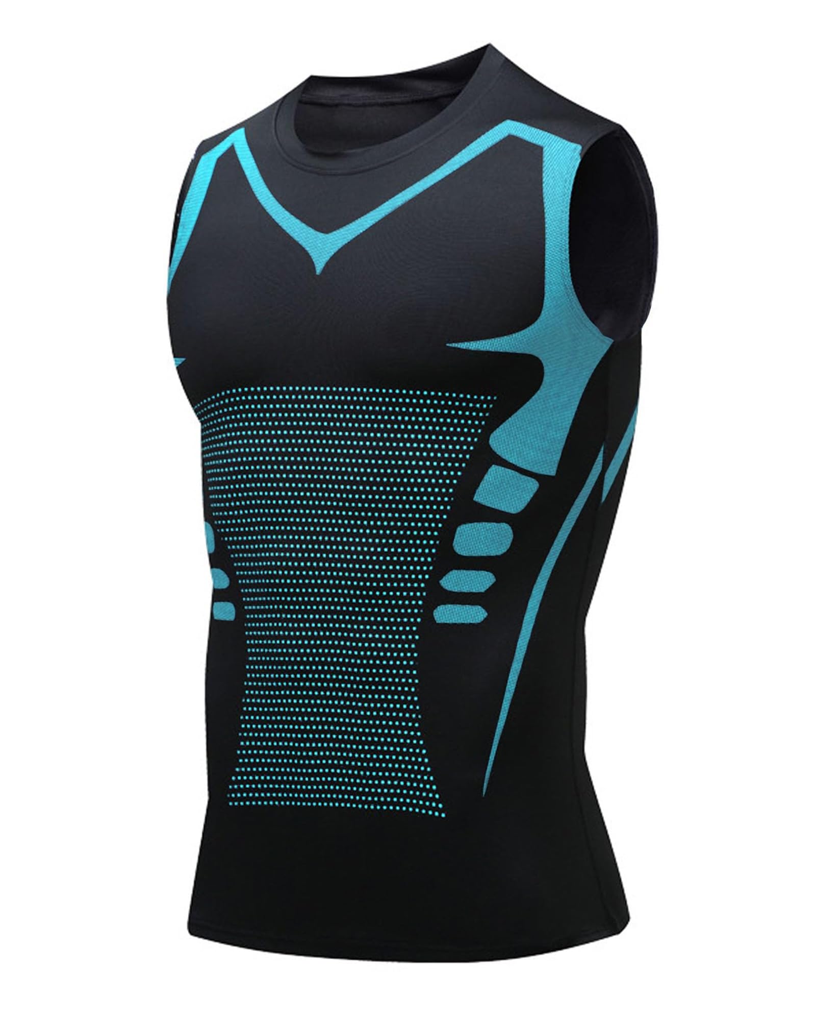 Compression Shirt Men Slimming Body Shaper Vest Crewneck Workout Shirts Tummy Control Undershirts-10