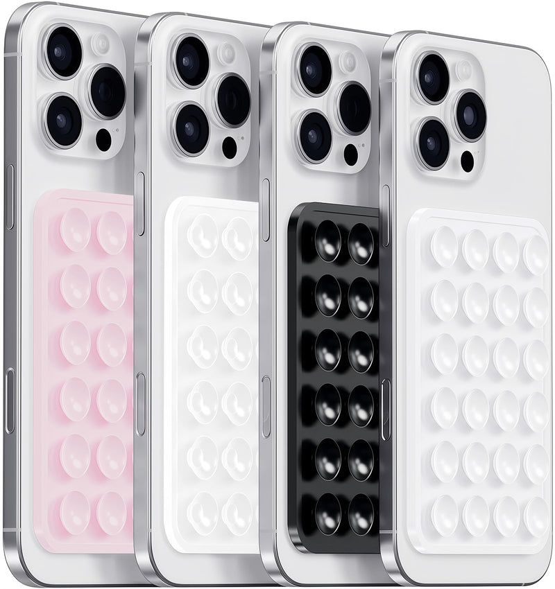 Silicone Suction Phone Case Mount, Silicon Adhesive Phone Accessory for Smartphones, Hands-Free Mirror Shower Phone Holder for Selfies, Tiktok Videos (Light Pink)