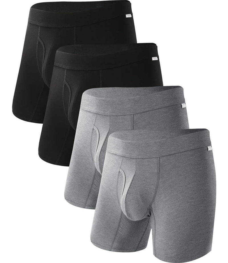 BAMBOO COOL Men's Ultra ComfortSoft Underwear, Moisture Wicking & Breathable No Ride Up Boxer Briefs with Fly, Multipack-64