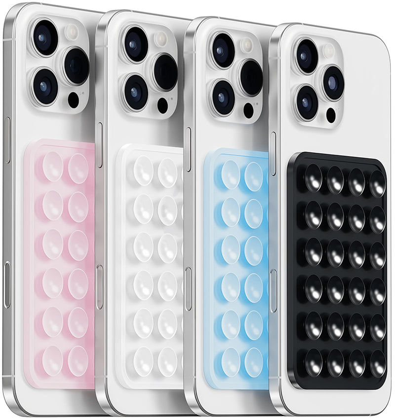 Silicone Suction Phone Case Mount, Silicon Adhesive Phone Accessory for Smartphones, Hands-Free Mirror Shower Phone Holder for Selfies, Tiktok Videos (Light Pink)