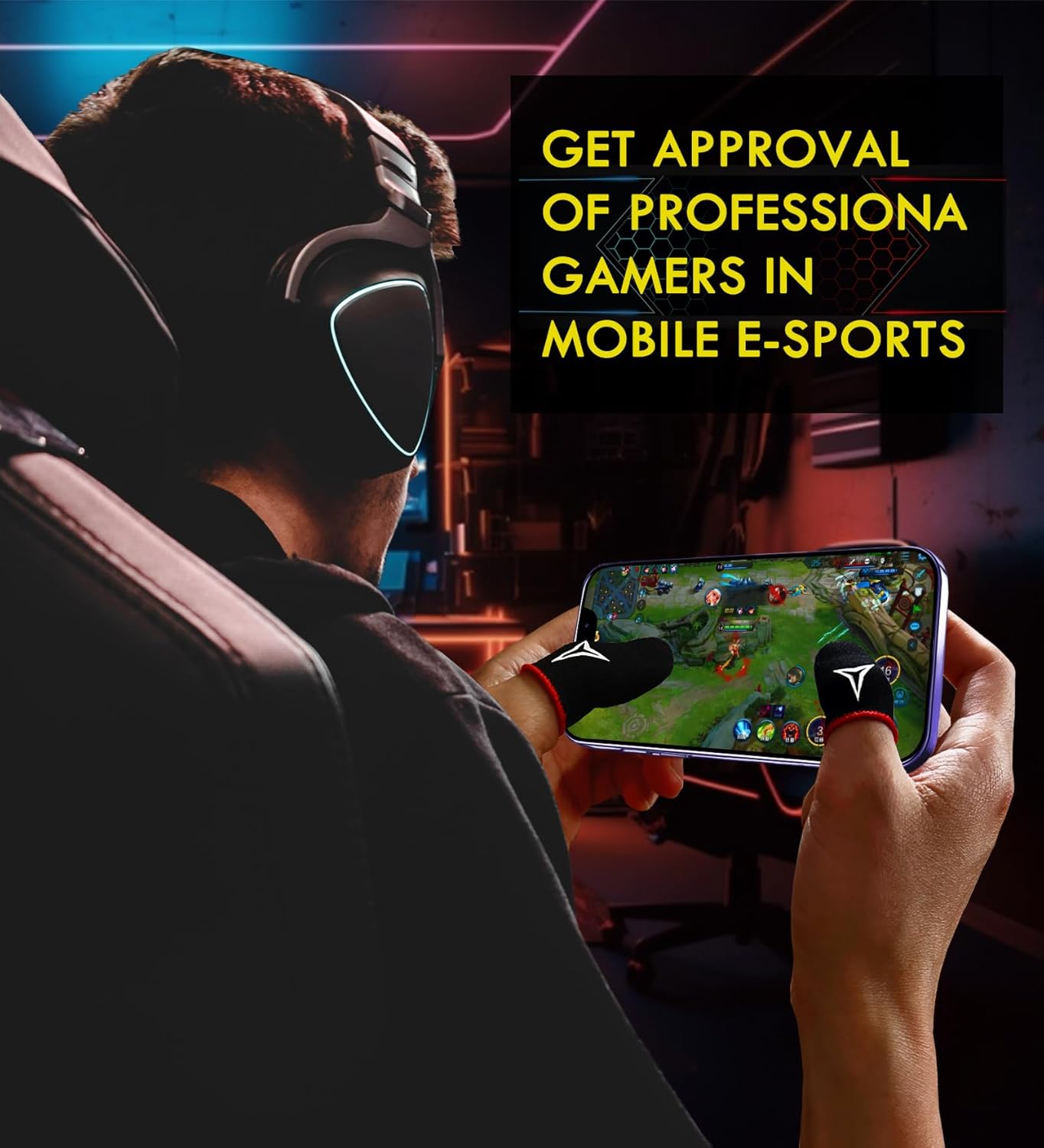 Professional Mobile Gaming Finger Sleeves with a Slide Box,No More Slipping,Longer Size for 5 Fingers, High Sensitivity,Anti-Sweat,Anti-Slip Finger Gaming Gloves Fits All Touchscreen Devices,6 Pack