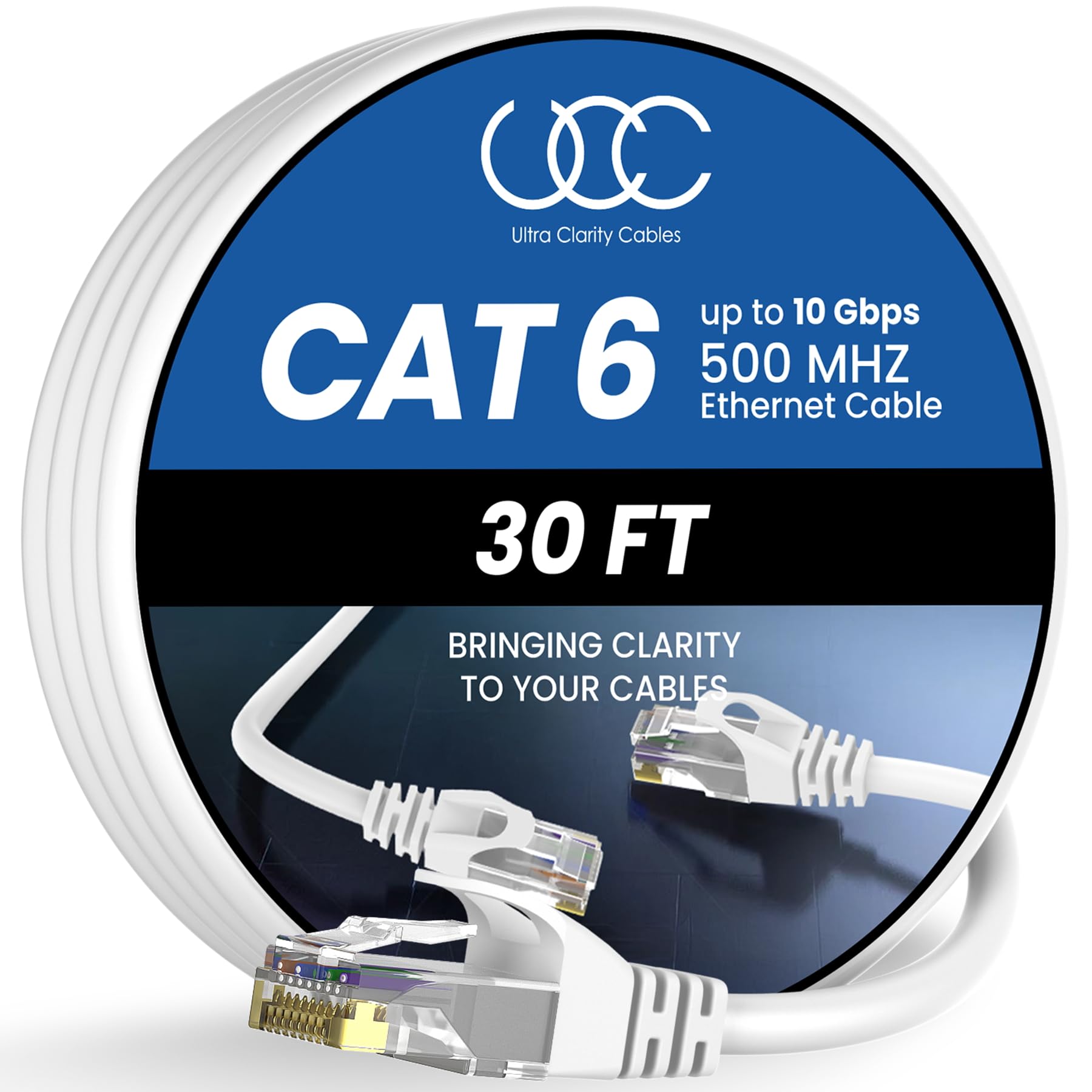 Ultra Clarity Cables Cat 6 Ethernet Cable 100 ft, Outdoor&Indoor 10Gbps Ethernet Cable, High Speed Cat6 Cable RJ45 LAN Internet Cable for Computer, Router, Modem, PS4/5, Xbox, Gaming - Black