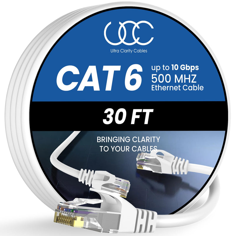 Ultra Clarity Cables Cat 6 Ethernet Cable 100 ft, Outdoor&Indoor 10Gbps Ethernet Cable, High Speed Cat6 Cable RJ45 LAN Internet Cable for Computer, Router, Modem, PS4/5, Xbox, Gaming - Black