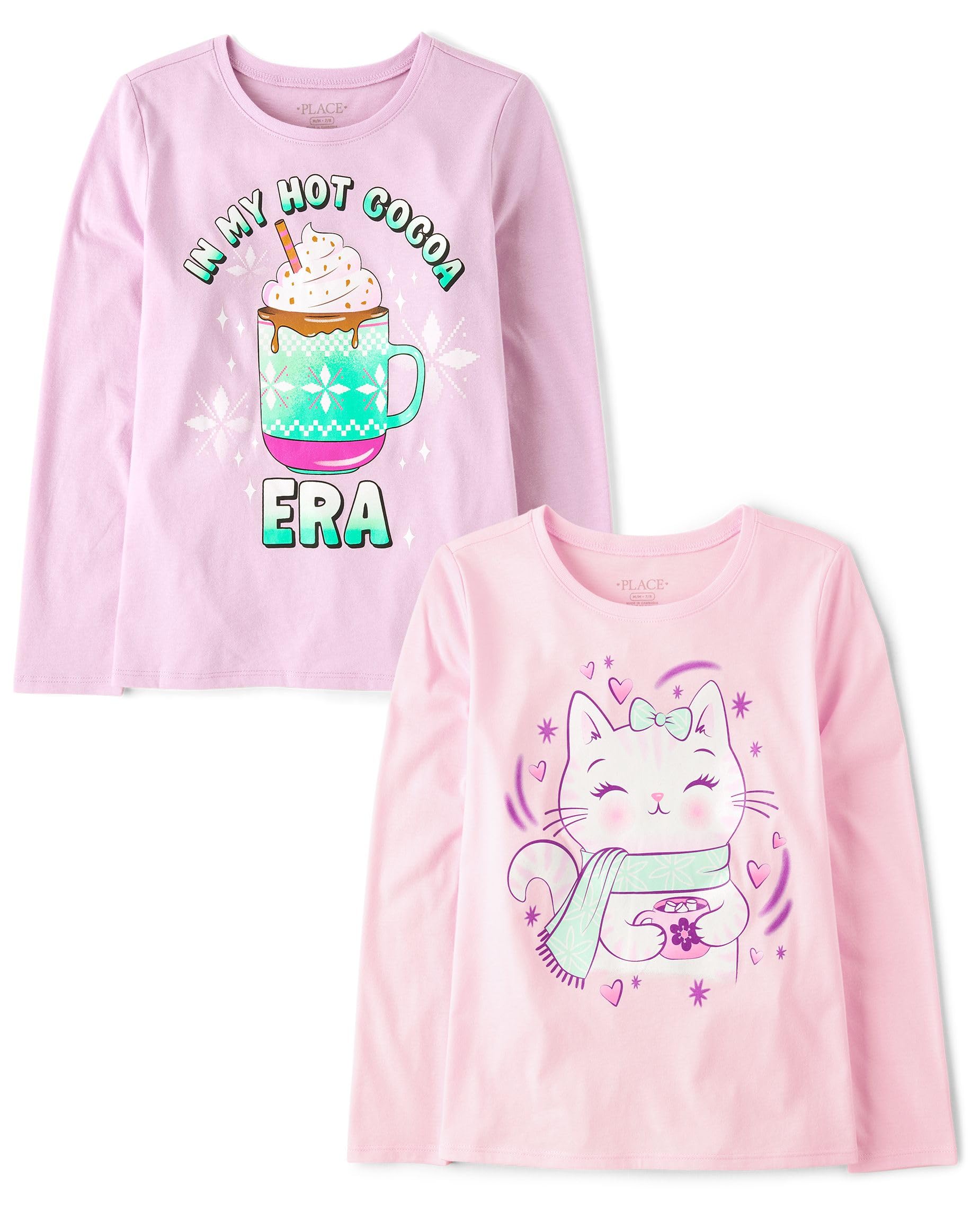 The Children's Place Girls Unicorns,Sports,Butterflies Long Sleeve Graphic T-Shirts,2 Pack