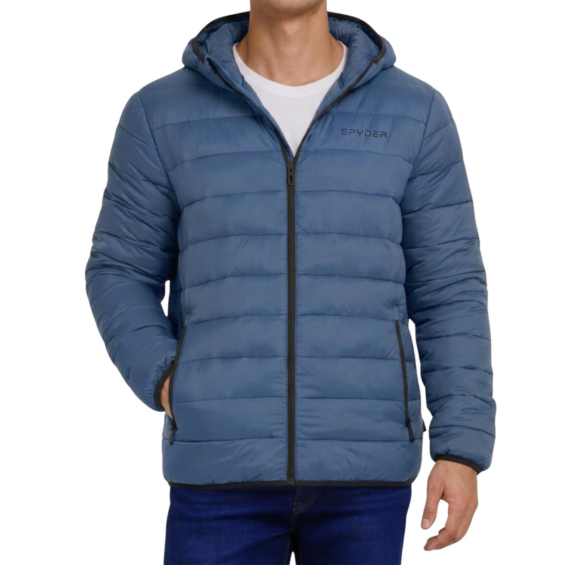 Spyder Puffer Jacket Men - Packable Lightweight Quilted Hooded Winter Coat
