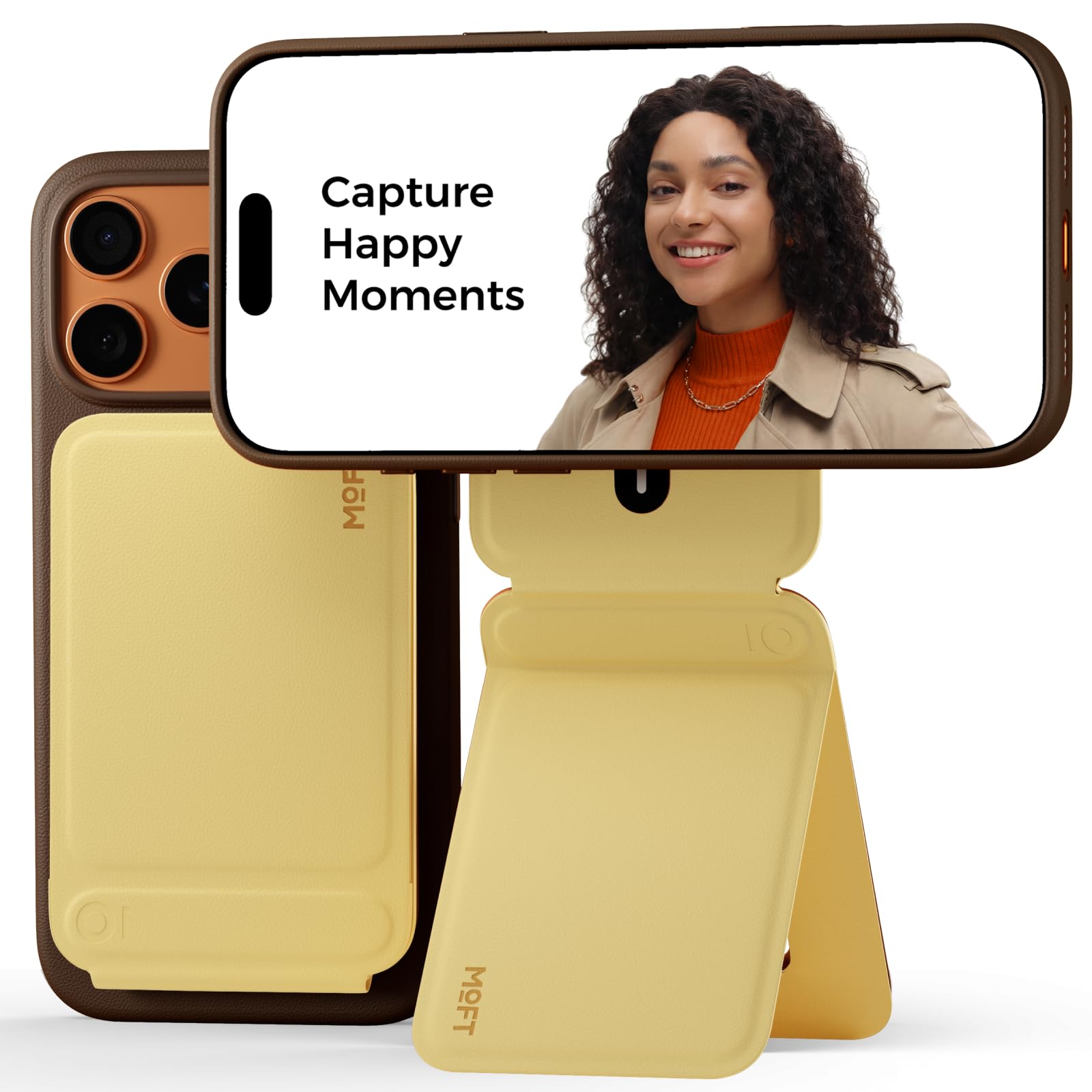 MOFT Phone Tripod Stand Selfie Stick for iPhone, Multi-Angles iPhone Stand, Lightweight & Portable Phone Holder, Strong Magnets, MOVAS Vegan Leather, Travel Essentials, Seafoam (Without Card Slot)