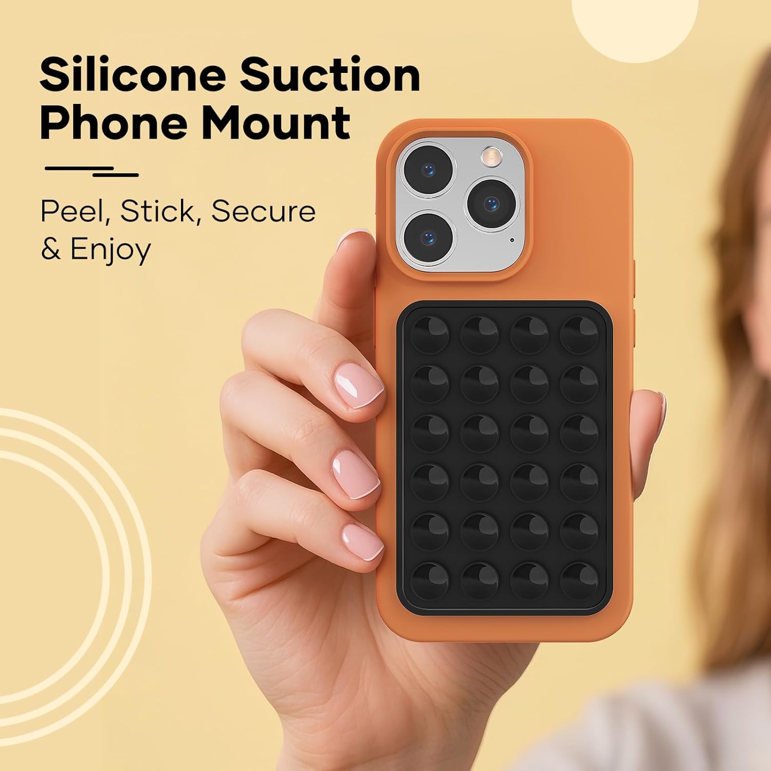 Silicone Phone Sticky Grip, Suction Phone Case Mount for iPhone and Android, Hands-Free Sticky Cell Phone Grip, Mobile Fidget Mirror Holder for Selfies and Videos