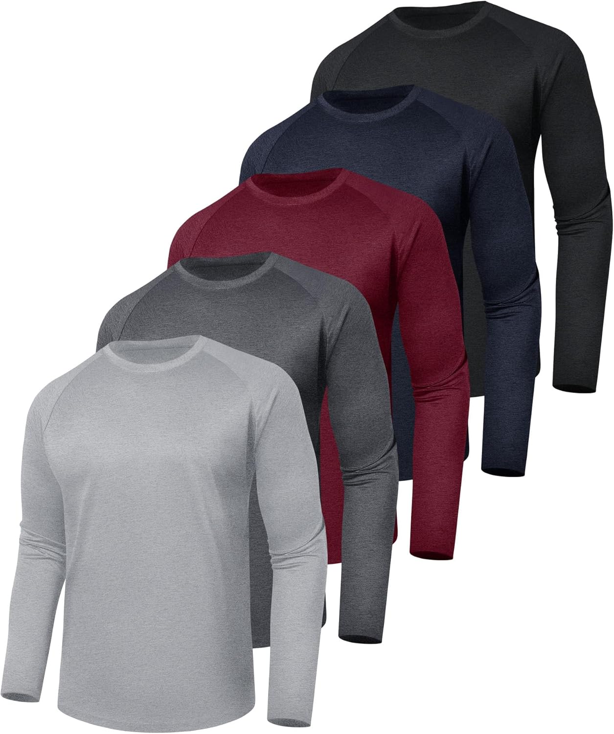 3 Pack Long Sleeve Shirts for Men - Quick Dry Moisture Wicking UV Sun Protection T-Shirts for Fishing Workout Athletic Gym-6