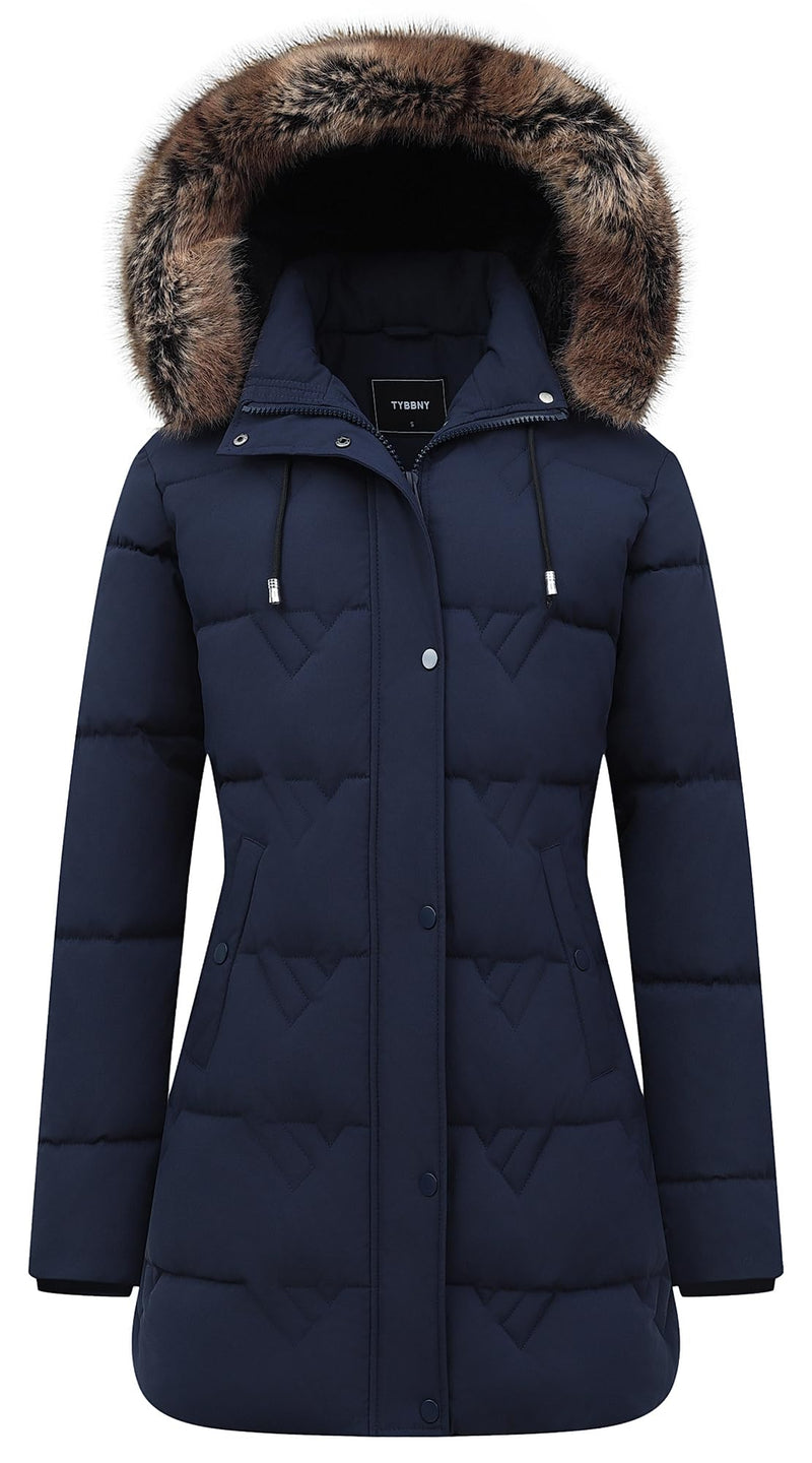 Women's Winter Coat Waterproof Long Insulated Parka with Detachable Hood-4
