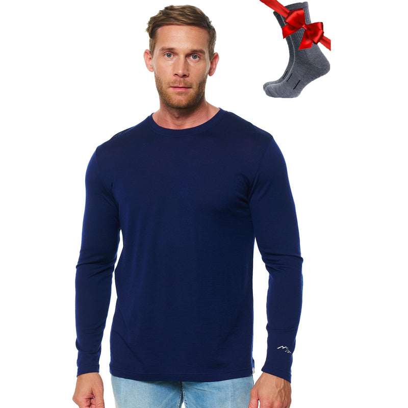 Merino.tech Merino Wool Base Layer - Mens 100% Merino Wool Long Sleeve Thermal Shirts Heavyweight, Midweight, Lite with Socks-59