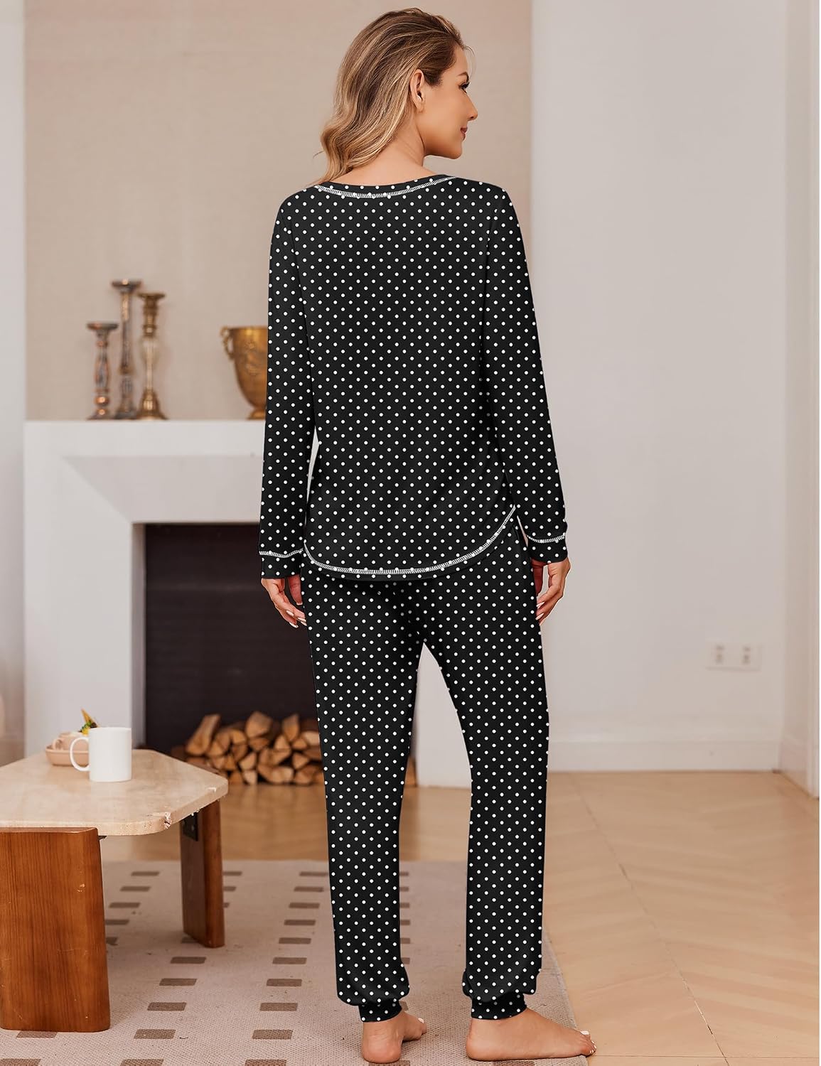 Ekouaer 2 Pack Pajama Sets for Women Long Sleeves Lounge Set Jogger Pants