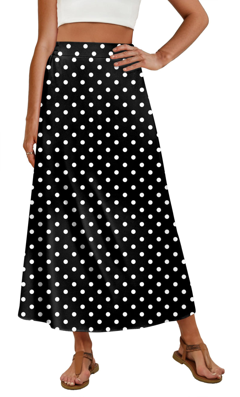 OFEEFAN Womens Maxi Long Skirts with Pockets Stretchy Spring Summer Boho Casual Flowy Trendy