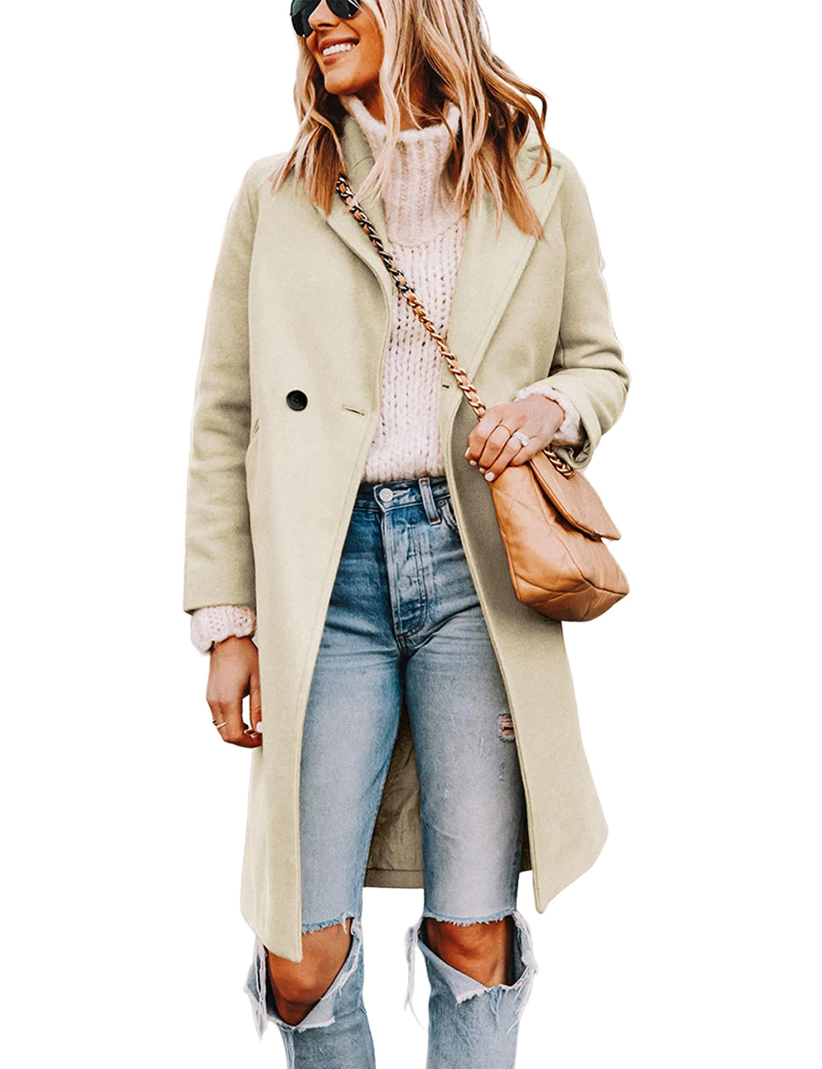 Tanming Women's Wool Pea Coats Long Trench Coats Jackets