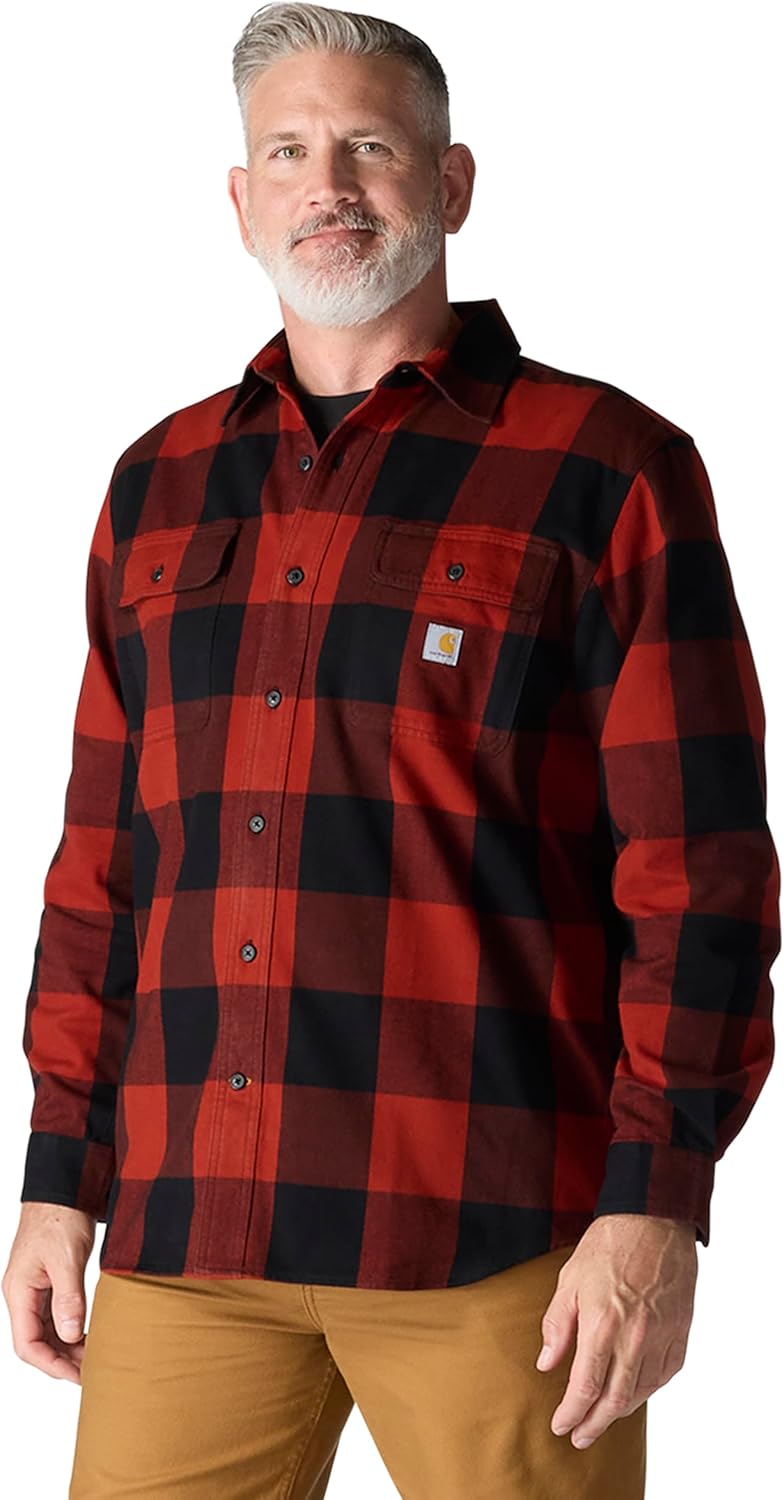 Carhartt Men’s Loose Fit Heavyweight Flannel Long-Sleeve Plaid Shirt-42