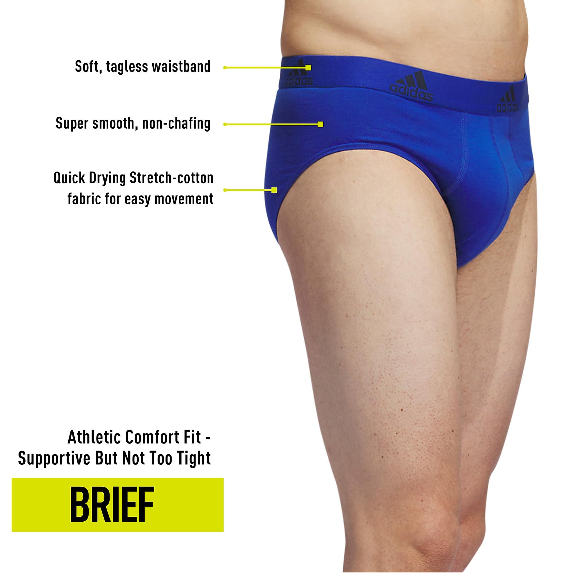 adidas mens Performance Stretch Cotton Brief Underwear (3-pack) Designed for Active Comfort and All Day Wear.-25