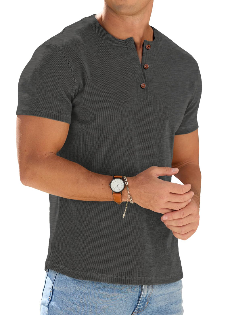Sailwind Mens Muscle Henley Shirts Lightweight Workout T-Shirt Gym Tee Athletic Short Sleeve with Button