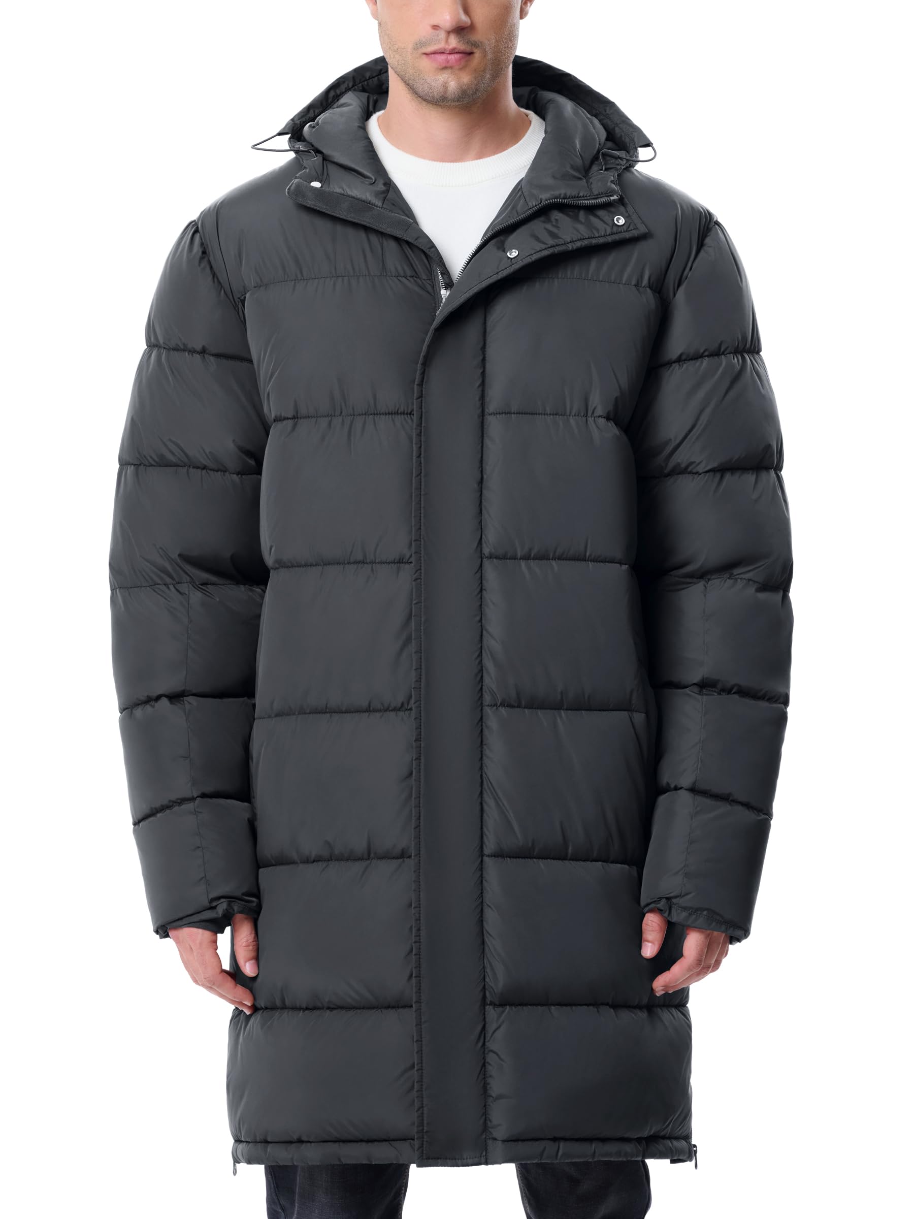 Mens Long Winter Coats Lightweight Puffer Jacket Warm Insulated Waterproof Winter Jacket With Hooded-6