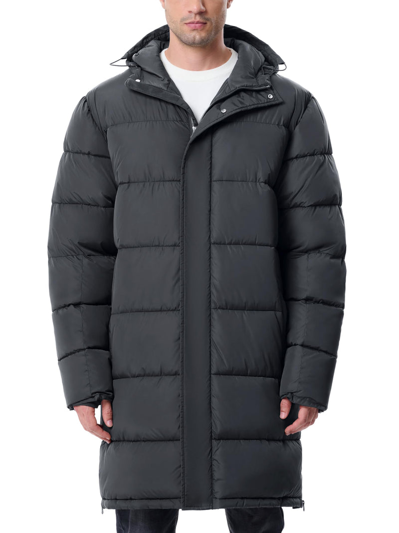 Mens Long Winter Coats Lightweight Puffer Jacket Warm Insulated Waterproof Winter Jacket With Hooded-2