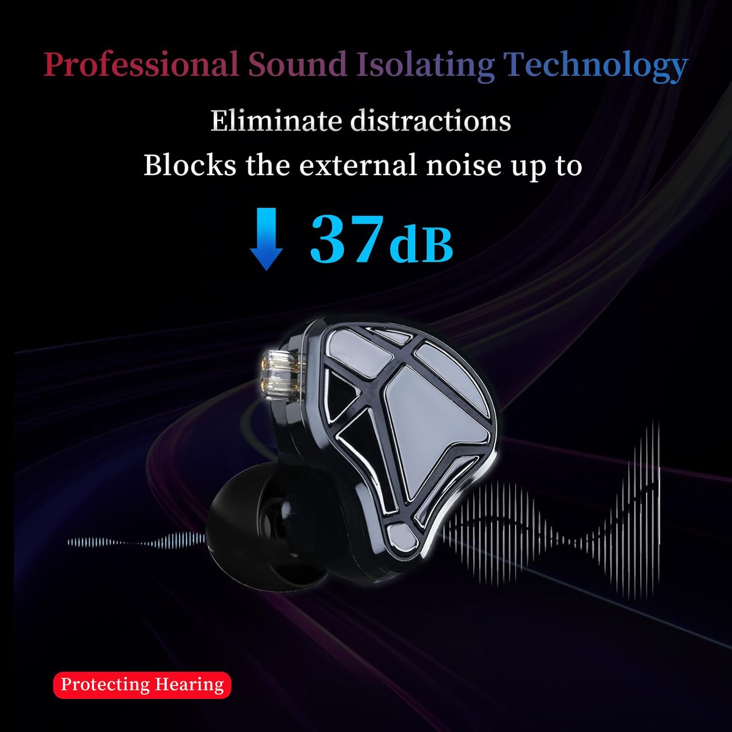 KZ Axas Gaming Earbuds Wired with Mic for PS4 PC Xbox PS5, Noise Isolation IEM for Gaming with Low Latency, Comfort-Fit Earphones for Laptop, Consoles and Mobile (Black, Mic)