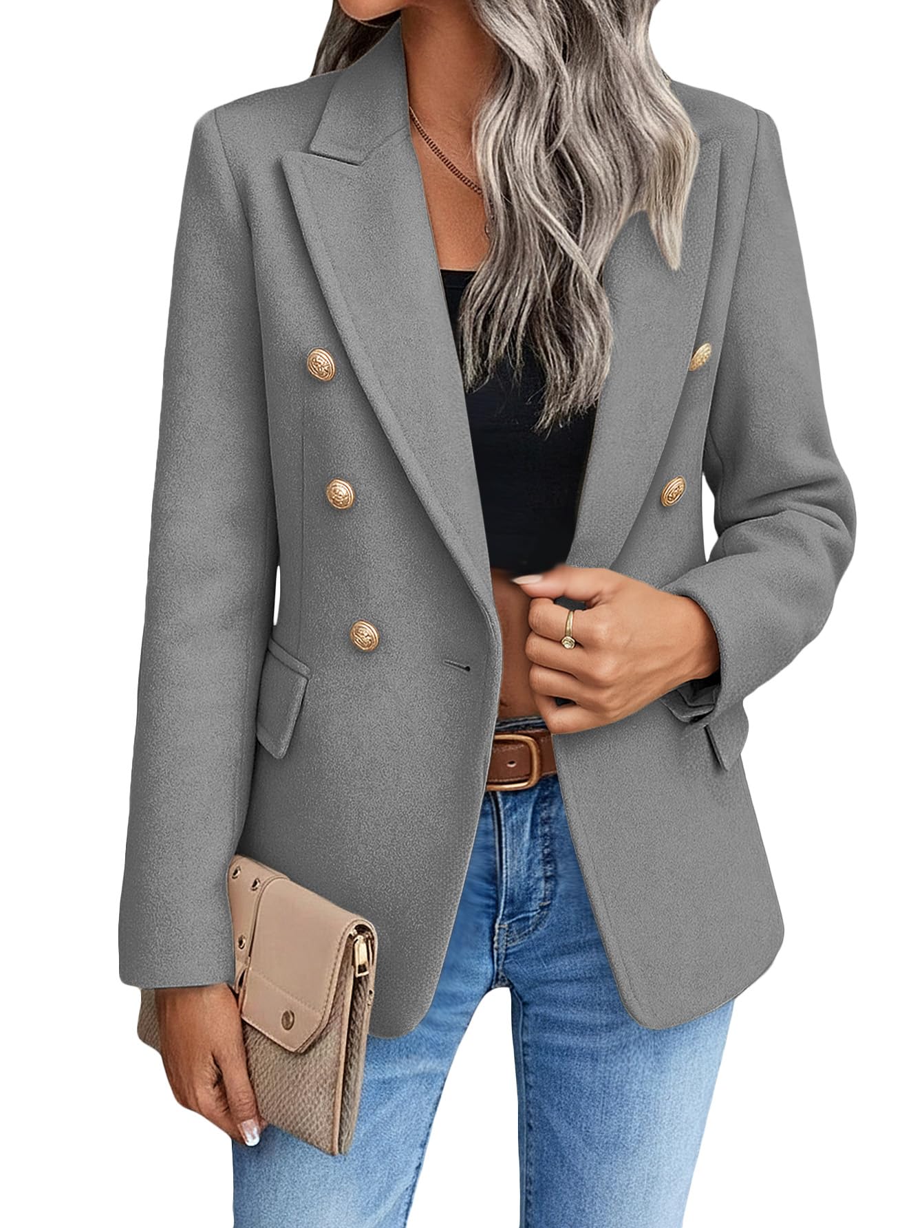 Mina Self 2026 Winter Women's Tweed Wool Blazer Jacket - Plaid Warm Fully Lined Fashion Business Casual Elegant Coat Pockets-62