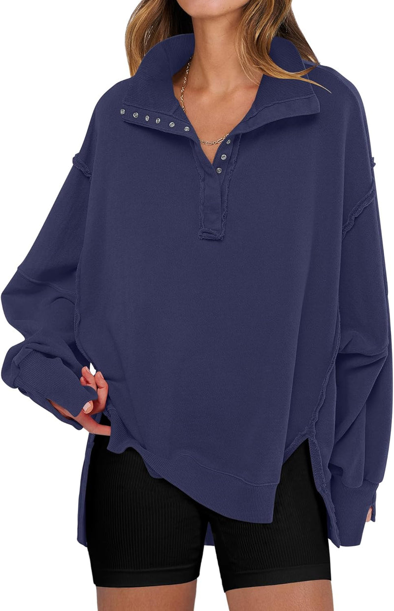 ANRABESS Women's Sweatshirts Oversized Casual Loose Button Up Henley Pullover Top High Low Split 2025 Fall Fashion Outfits-53