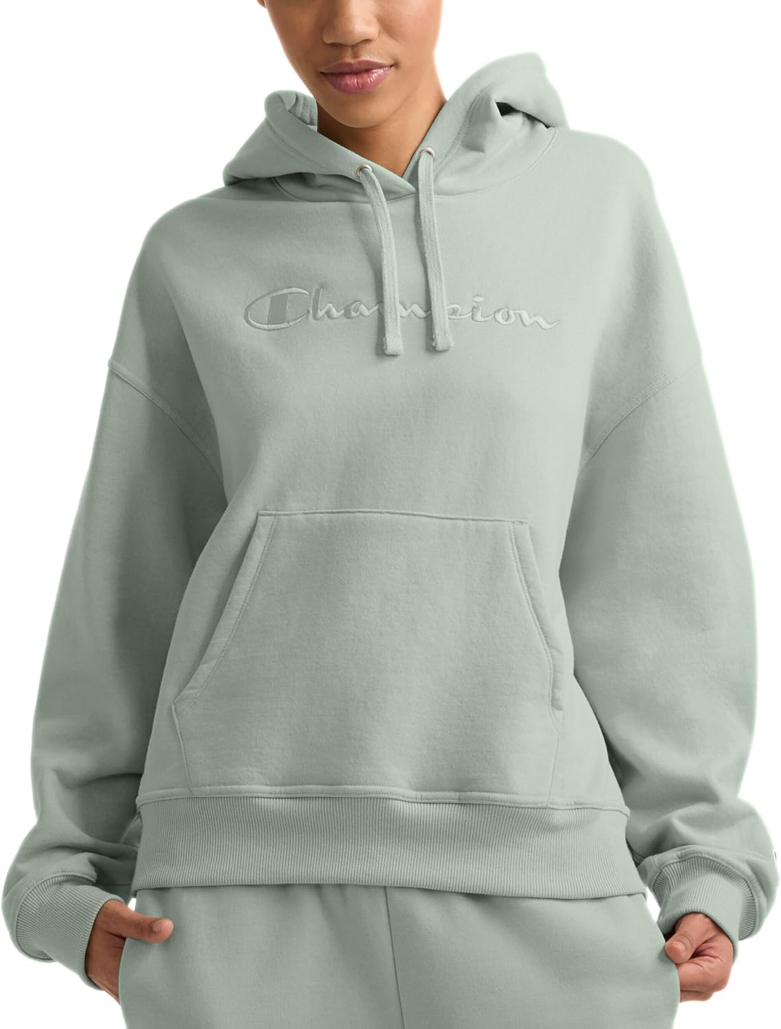 Champion Women’s Pullover Fleece Hoodie, Loose Fit, Midweight, Script Logo-30