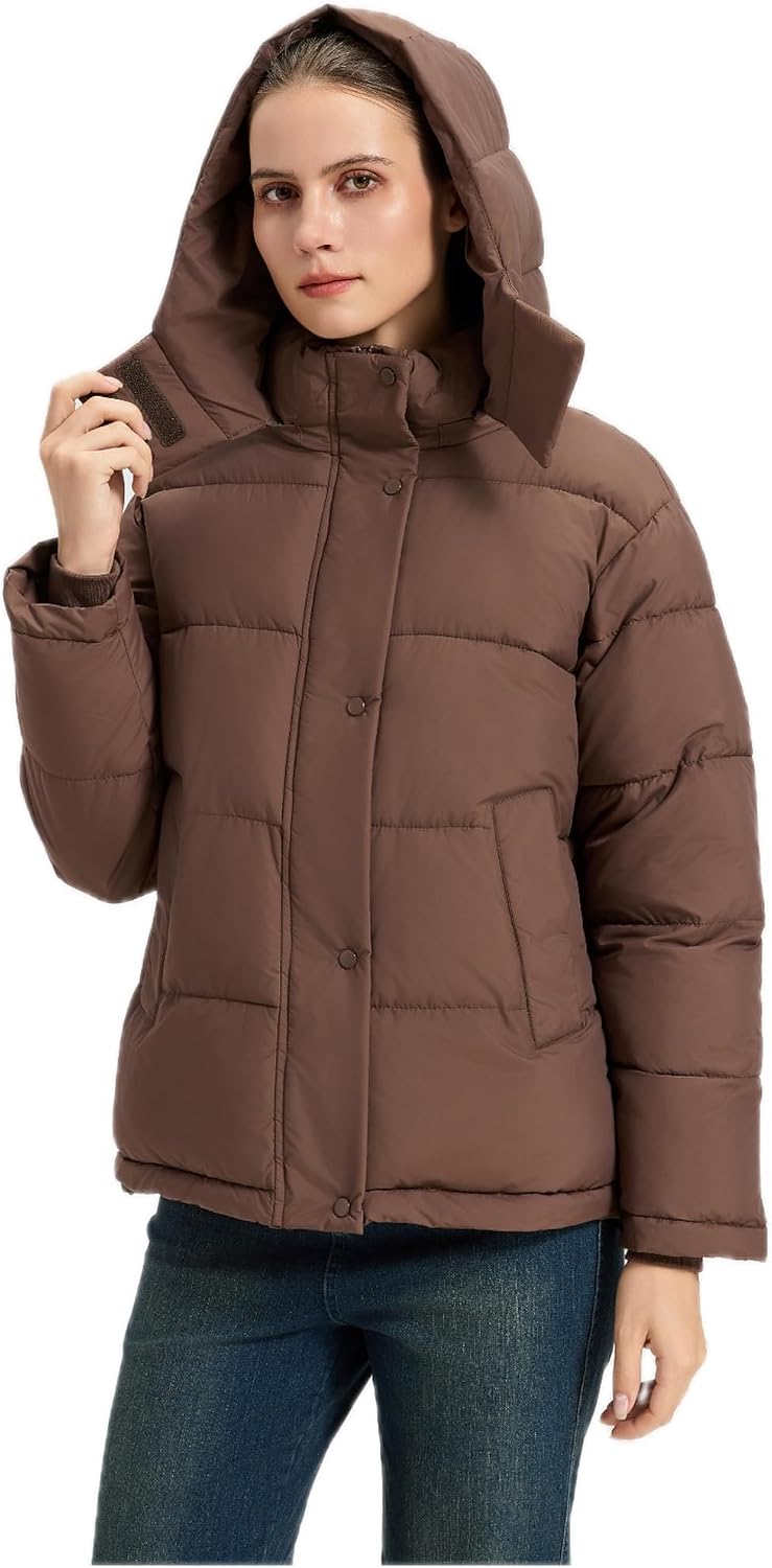 Women's Puffer Jacket, 2026 Trendy Winter Coat with Removable Hood