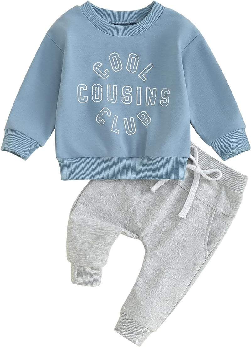 Toddler Boys Fall Outfits Cute Cousin Crew Neck Shirt Long Sleeve Baby Sweatshirts Long Pants Baby Winter Clothes