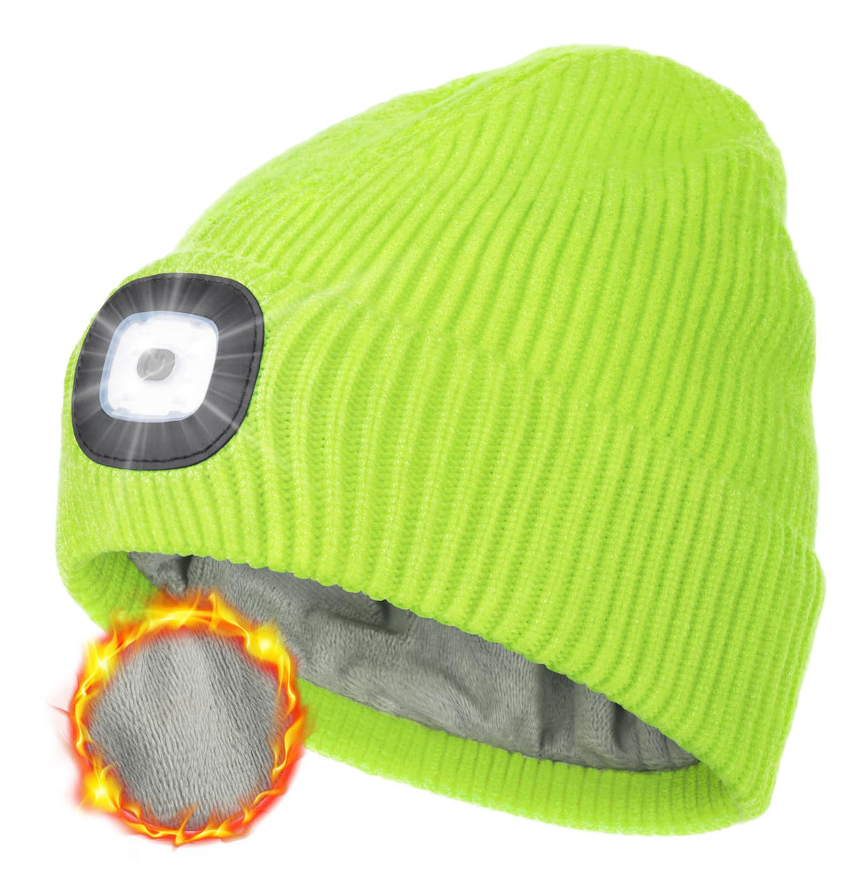 MELASA Winter Fleece Lined Beanie with The Light, Warm Gifts for Men Dad