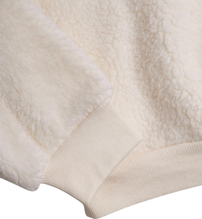 DKNY Girls Tracksuit Set - 2 Piece Cozy Soft Sherpa Fur Pullover Hoodie and Cargo Joggers Sweatpants Girls Sweatsuit Set