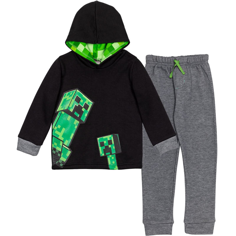 Minecraft Creeper Fleece Pullover Hoodie and Pants Outfit Set Little Kid to Big Kid-10