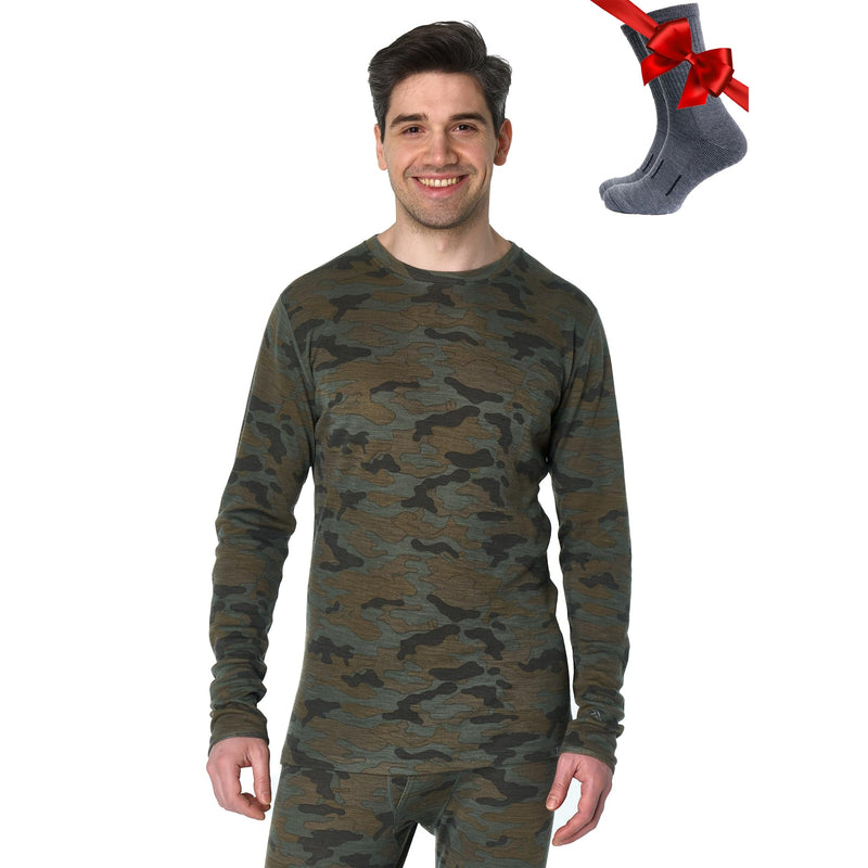 Merino.tech Merino Wool Base Layer - Mens 100% Merino Wool Long Sleeve Thermal Shirts Heavyweight, Midweight, Lite with Socks-9