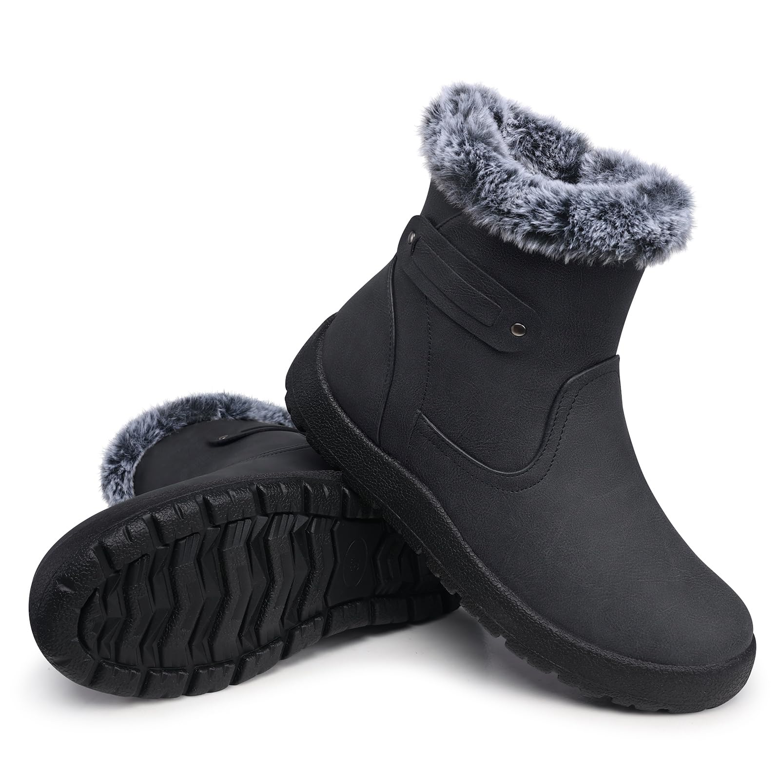 SHIBEVER Women's Snow Boots Winter Fur Lined Waterproof Anti-Slip Booties Women Ankle Snow Boots-31